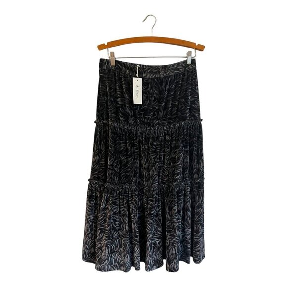 Women's Bramhall Skirt Size Small Modest Velvet Velour Blue Purple Tiered NEW - Picture 1 of 5